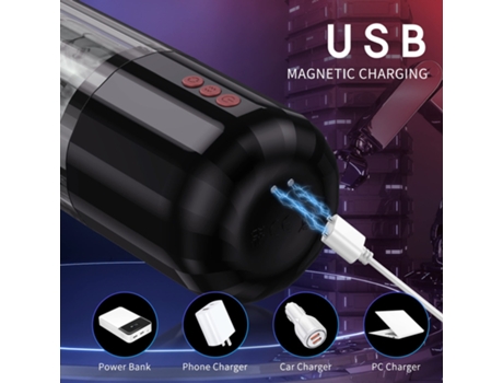 Masturbador masculino automático con 10 vibraciones y 5 modos giratorios de empuje (negro) VEANXIN
