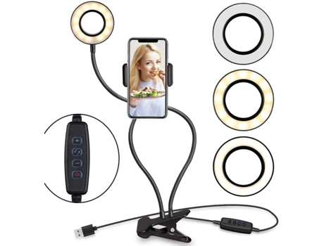 Selfie Ring Light Phone Holder Flexible Arm Stand Gooseneck Mount Live Streaming Bracket