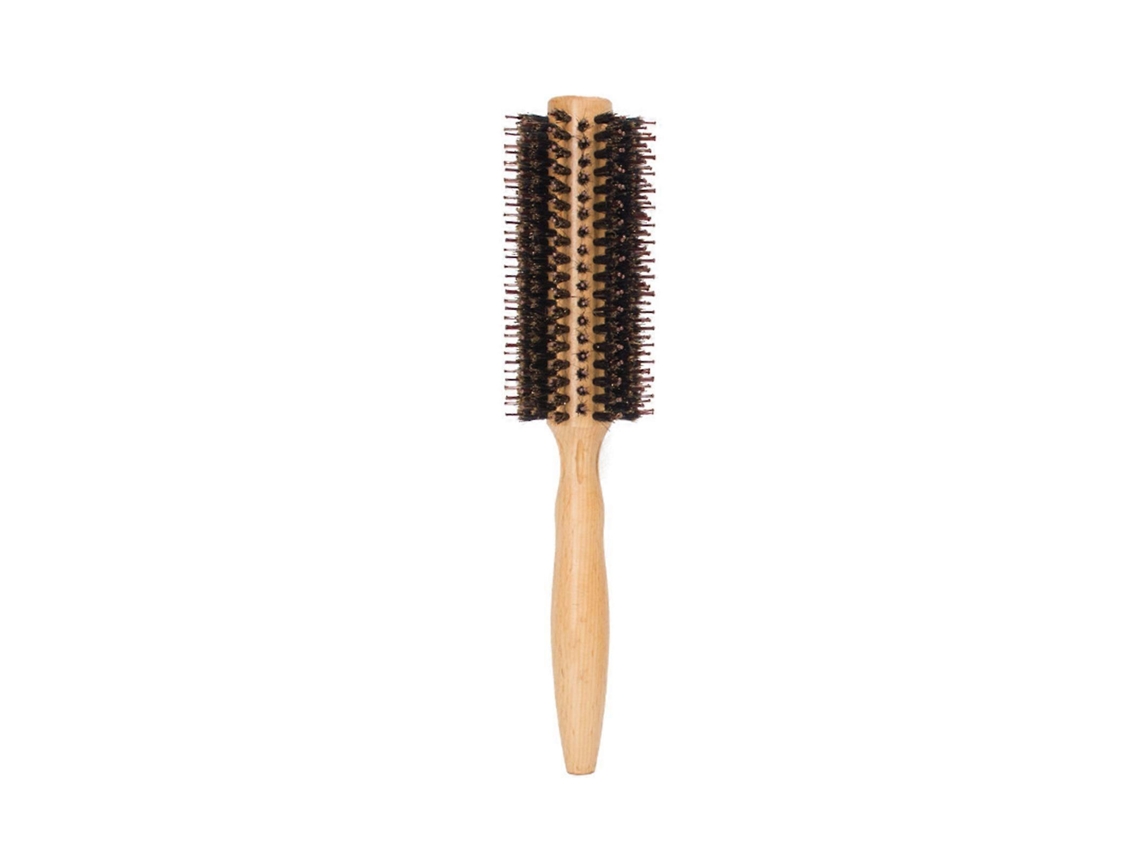 Cepillo redondo con cerdas, mango de madera y peine para peinar cabello largo y corto, ideal para hombres y mujeres.