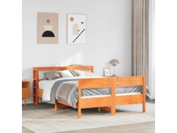 Cama Sin Colchón Madera Maciza De Pino Marrón Cera 140x190 Cm