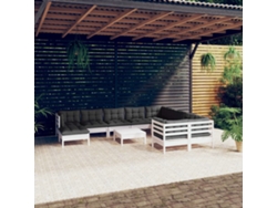 Conjunto de jardín de 11 piezas con cojines de pino blanco de DKD Home Decor