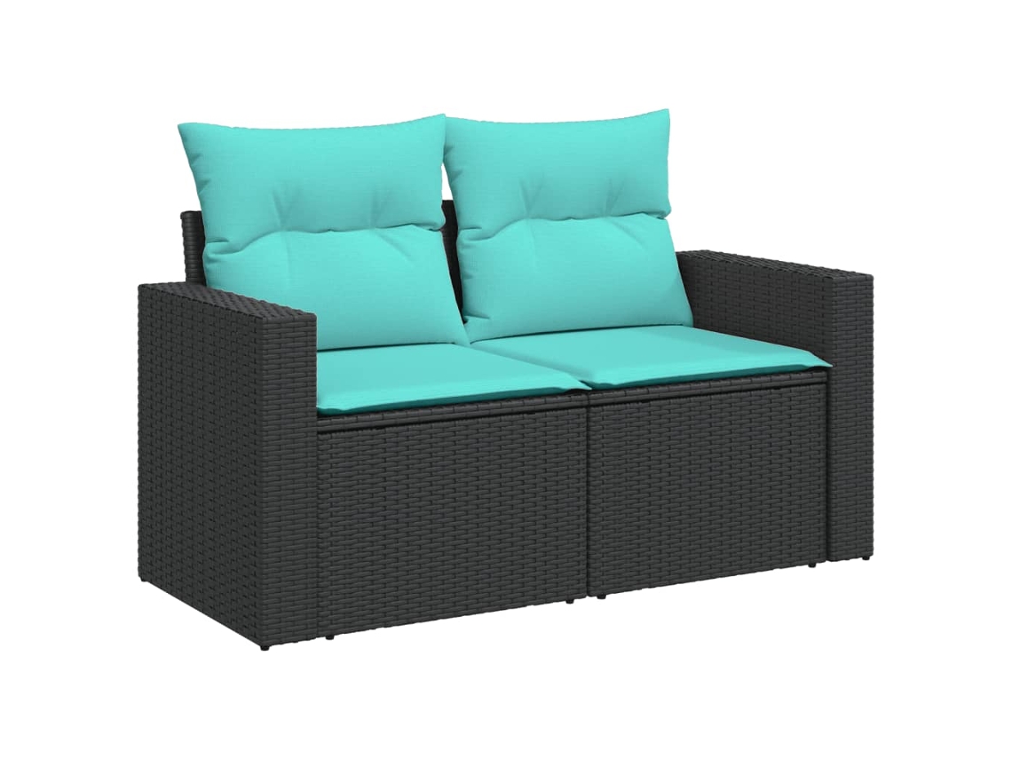 Maison Exclusive - Set De Sofás De Jardín 7 Pzas Con Cojines Ratán Sintético Negro
