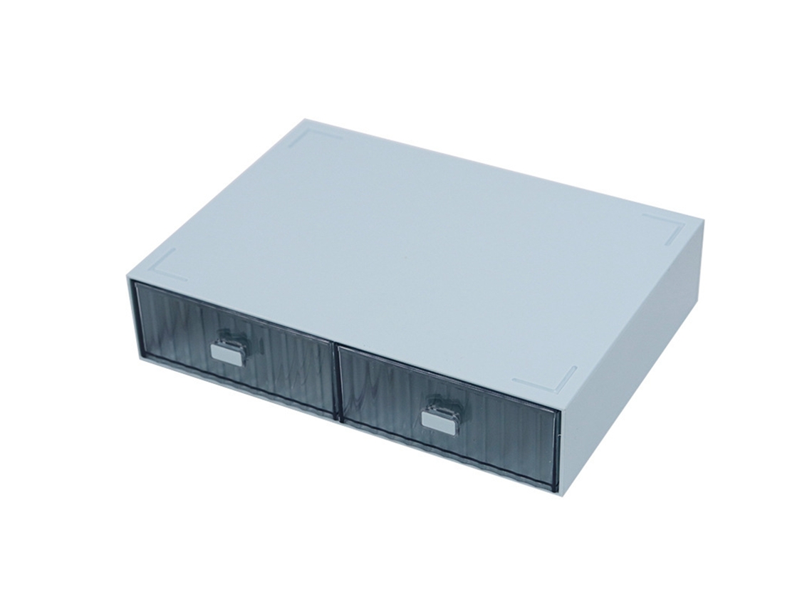 Organizador de escritorio, impermeable, de plástico, apilable, con 2 cajones, a rayas, azul