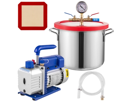 Bomba de vacío de aire acondicionado para vehículos 3 Cfm 1/4 Hp con cámara de vacío de 1,5 galones VEVOR