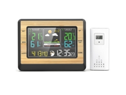 Estación meteorológica inalámbrica con termómetro para interiores y exteriores, reloj atómico digital, pantalla grande con retroiluminación regulable, USB y monitor de humedad.