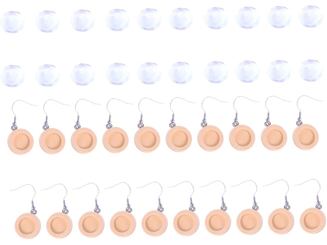 Conjunto De 40 Peças De Acessórios Para Brincos Com Bases Redondas, Em Vidro, Para Confecção De Bijuterias Diy, Coloridas.