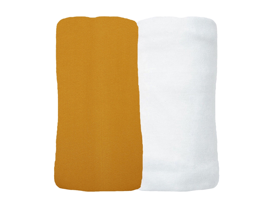 Juego de 2 Sábanas Bajeras EVEIL ET NATURE  (60 x 120 cm - 100% Algodón - Âmbar)