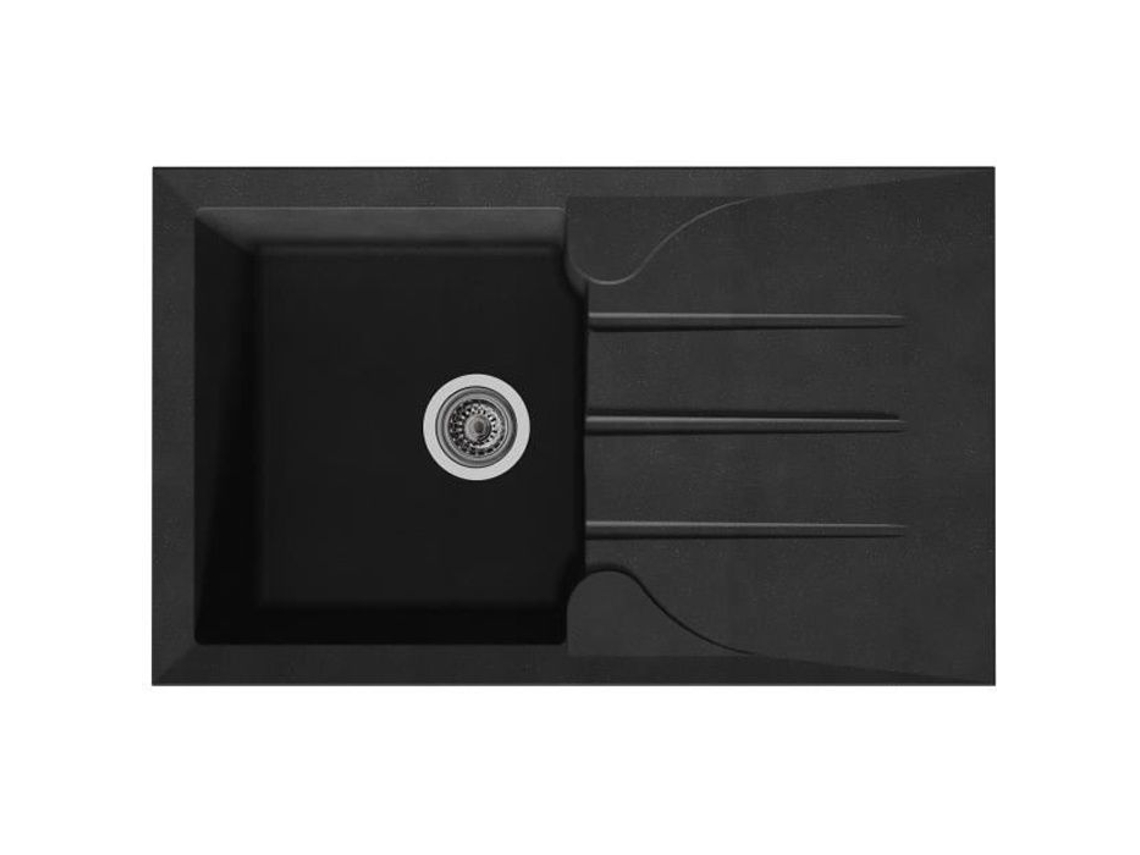 STRADOUR Pia de cozinha embutida 1 tigela + 1 escorredor Aloa - Resina - 81 x 50 cm - Preto