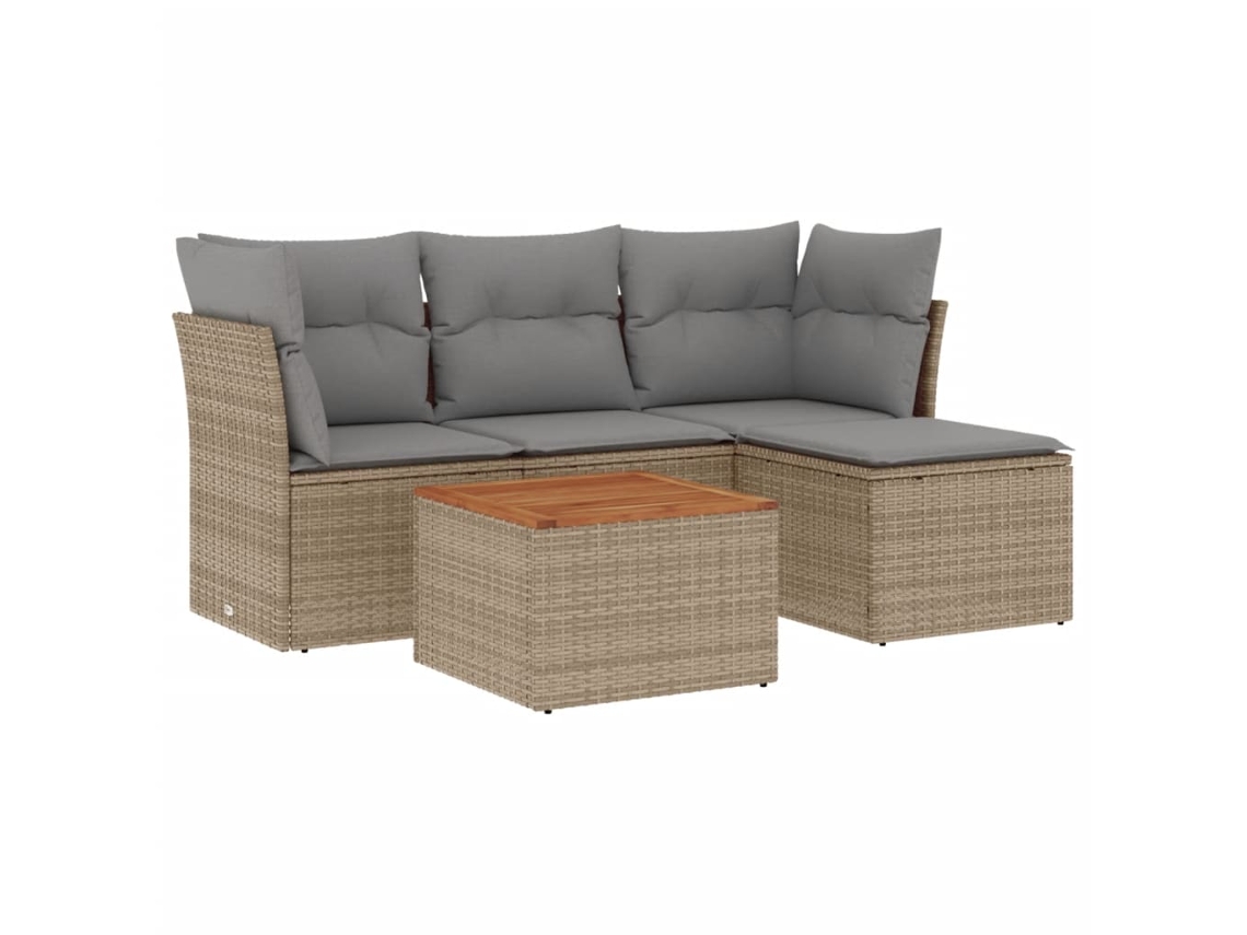 Conjunto de 5 sofás de jardín con cojines de mimbre beige MAISON EXCLUSIVE (5 piezas)
