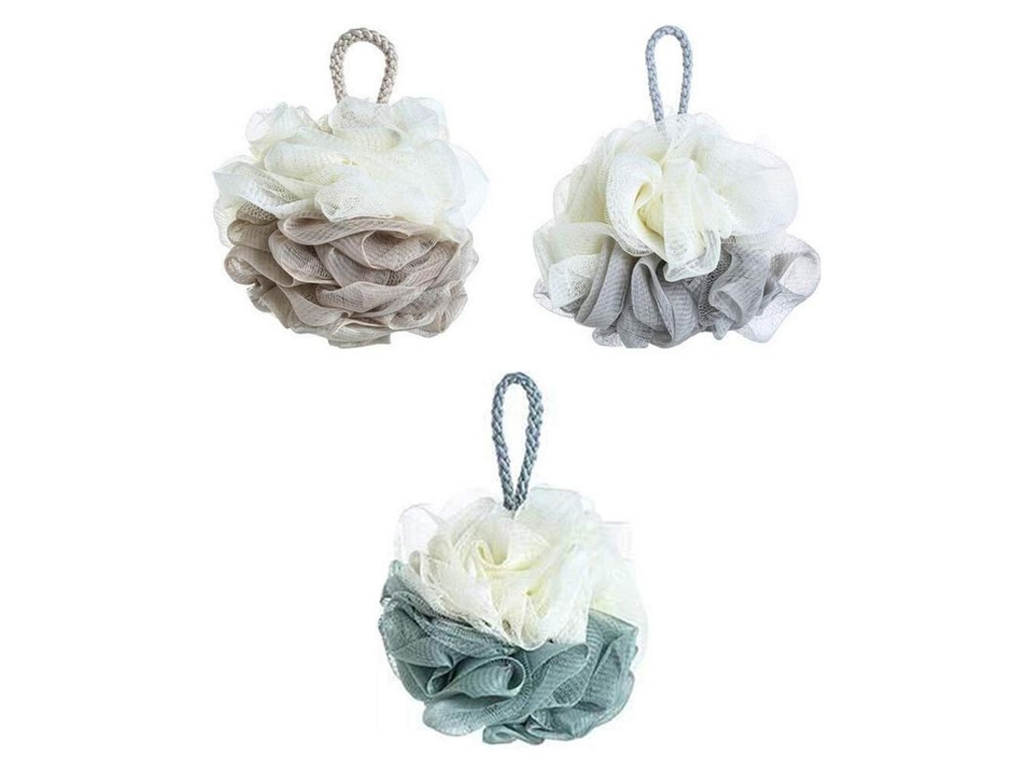 3 Esponjas De Ducha Y Baño De Malla De Plástico Bicolor Para Una Limpieza Suave Y Delicada.