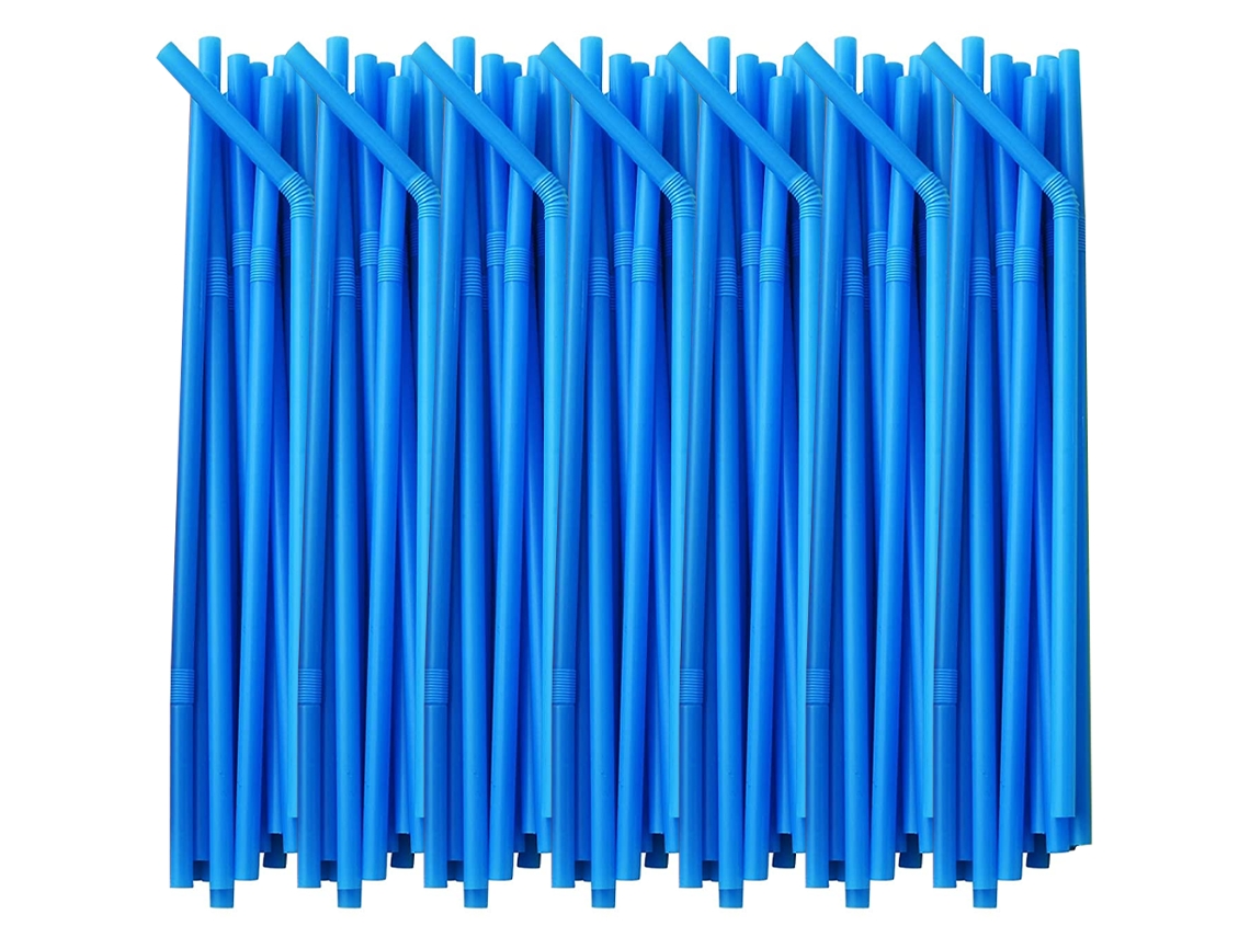 200 Piezas (2 Paquetes) Pajitas Plegables De Plástico Desechables - Azul Oscuro 100 Piezas / Paquete JEIIBRZUI