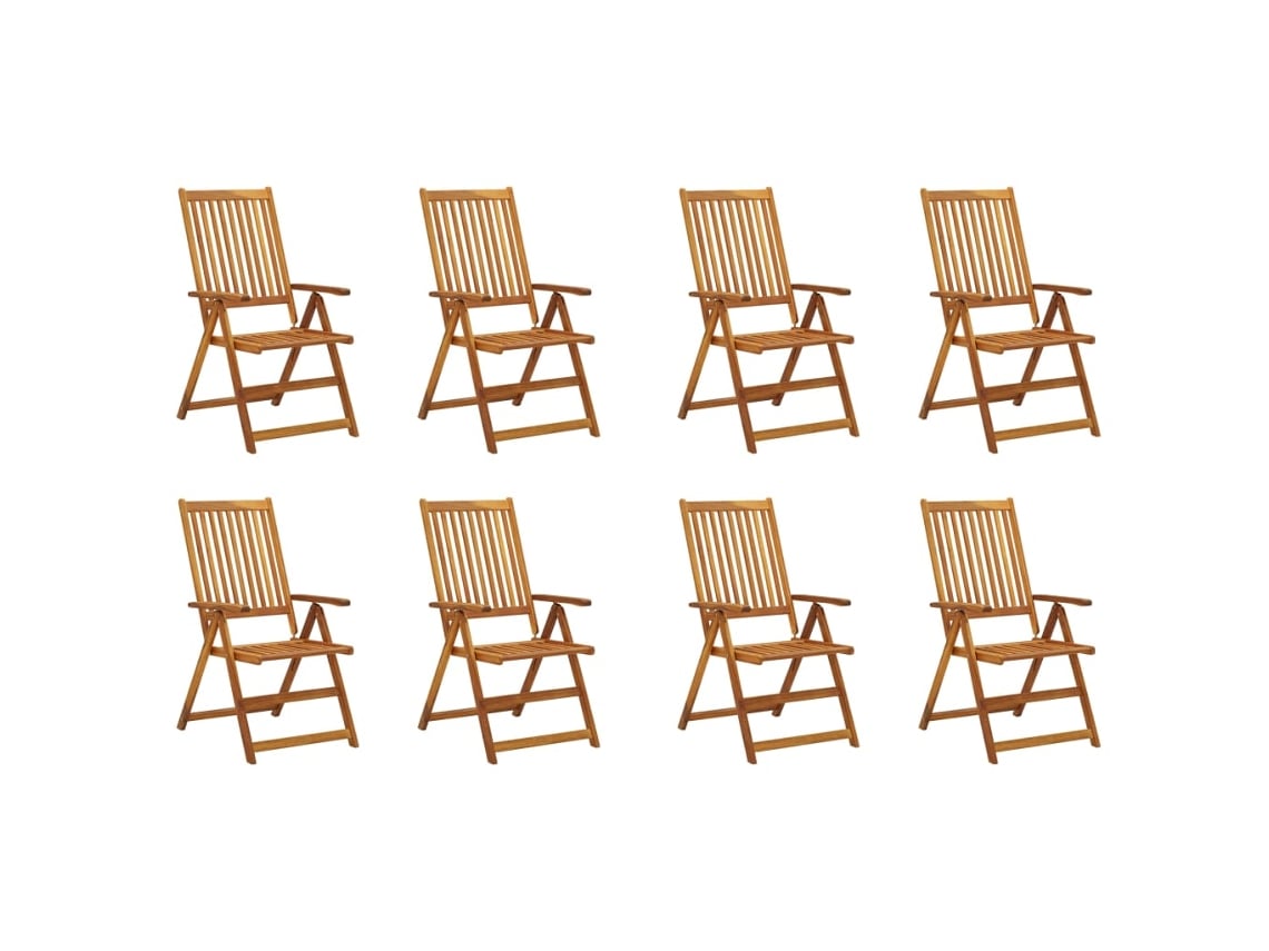 Sillas de jardín plegables de madera maciza de acacia DKD Home Decor, 8 piezas