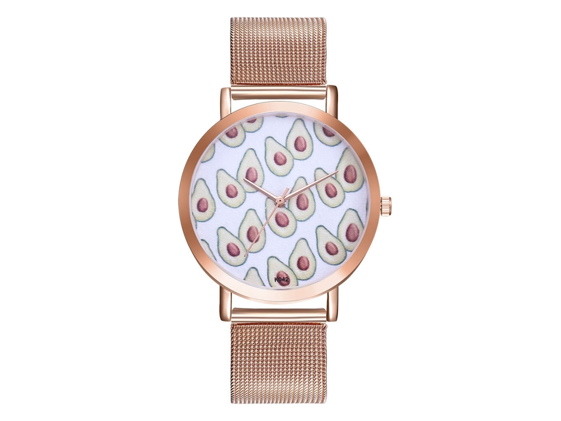 Reloj De Pulsera De Malla De Acero Para Mujer Con Esfera Redonda Y Movimiento De Cuarzo Color Oro Rosa.