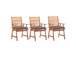Sillas de comedor de jardín de 3 piezas DKD Home Decor con cojines de acacia maciza
