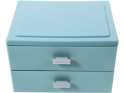 Caja De Almacenamiento De Escritorio De 2 Niveles De Plástico Pp Azul, Práctico Organizador De Cajones