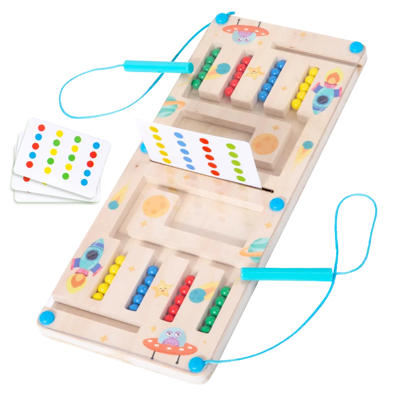 Tablero De Laberinto Magnético De Madera Para Niños, Juguete Educativo Montessori Para El Reconocimiento Geométrico De Colores.