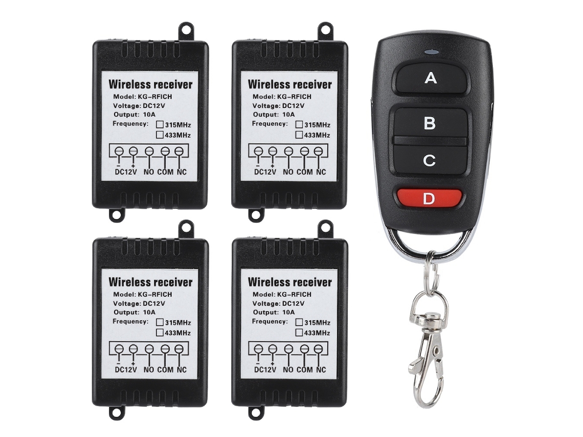 Sistema De Control Remoto Inalámbrico Unidireccional Con Control De Acceso De 1 A 4 Llaves, 12 V Cc.