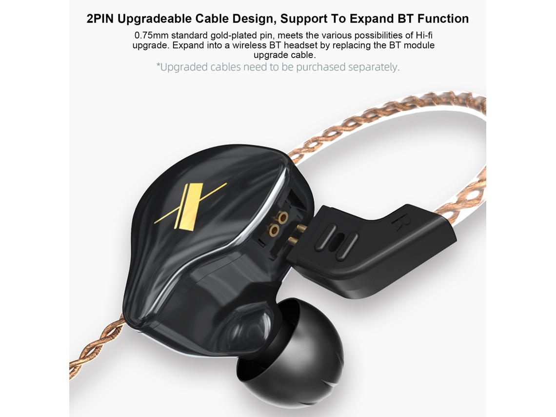 Auriculares Intrauditivos Kz Edx Con Graves Profundos, Cancelación De Ruido Y Cable Desmontable.