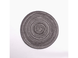 Juego De 4 Posavasos Redondos Decorativos De Tela Termoaislante Con Mantel Individual, 36 Cm, Gris Oscuro.