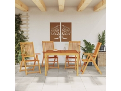 Juego de comedor de jardín de 5 piezas en madera maciza de acacia, DKD Home Decor