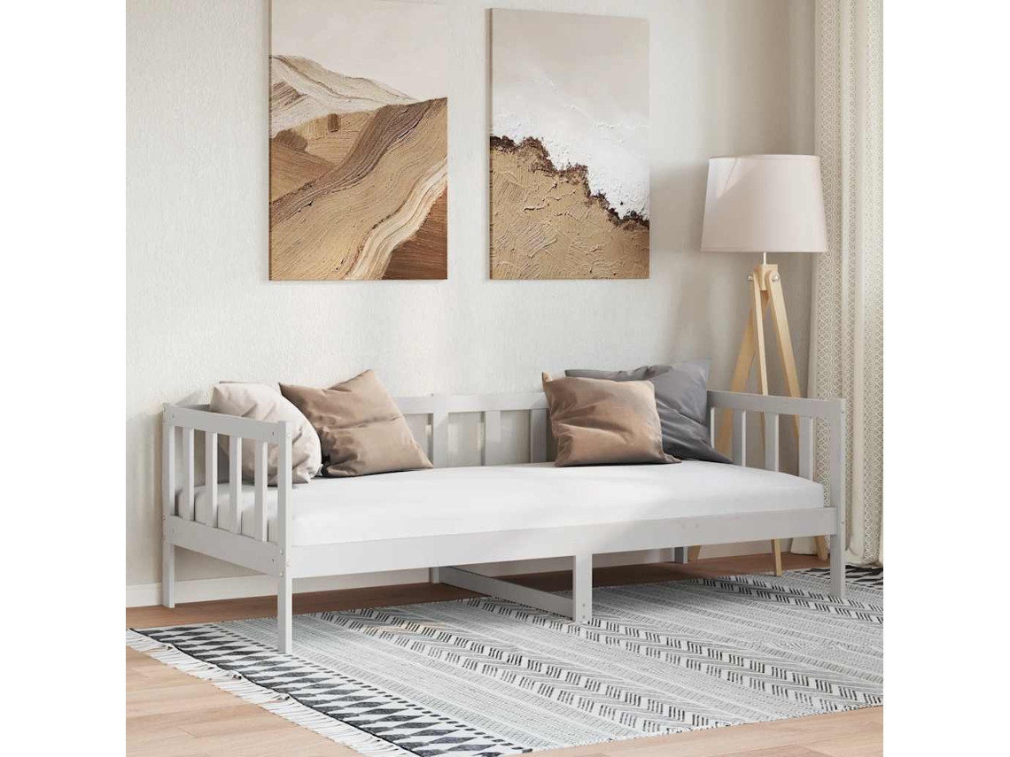 Sofá Cama Sin Colchón Madera Maciza De Pino Blanco 90x200 Cm