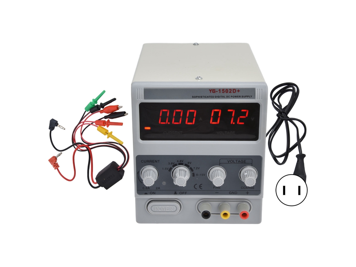 Fuente De Alimentación De Cc Regulada Digital Ajustable De 15 V 2 A 1502d+ Para Pruebas De Bricolaje Con Pantalla De 3 Dígitos