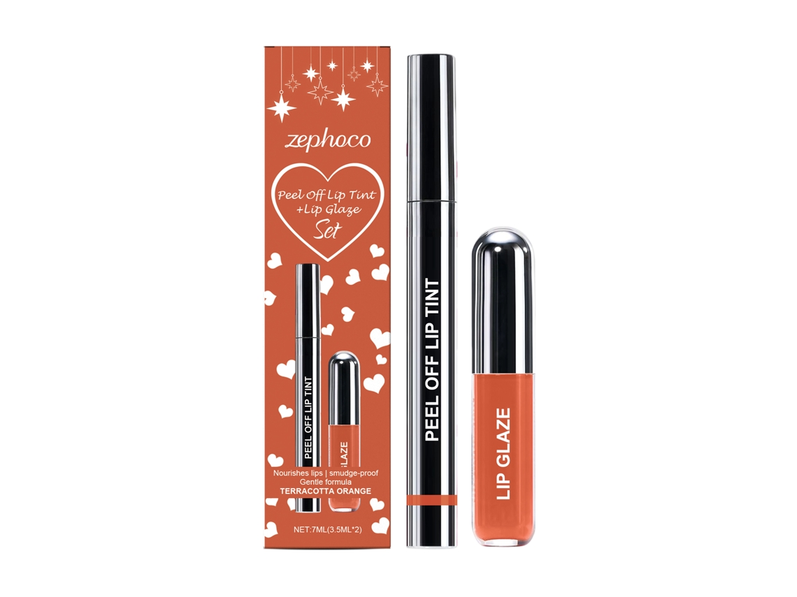 Lápiz labial removible con brillo color arcilla naranja