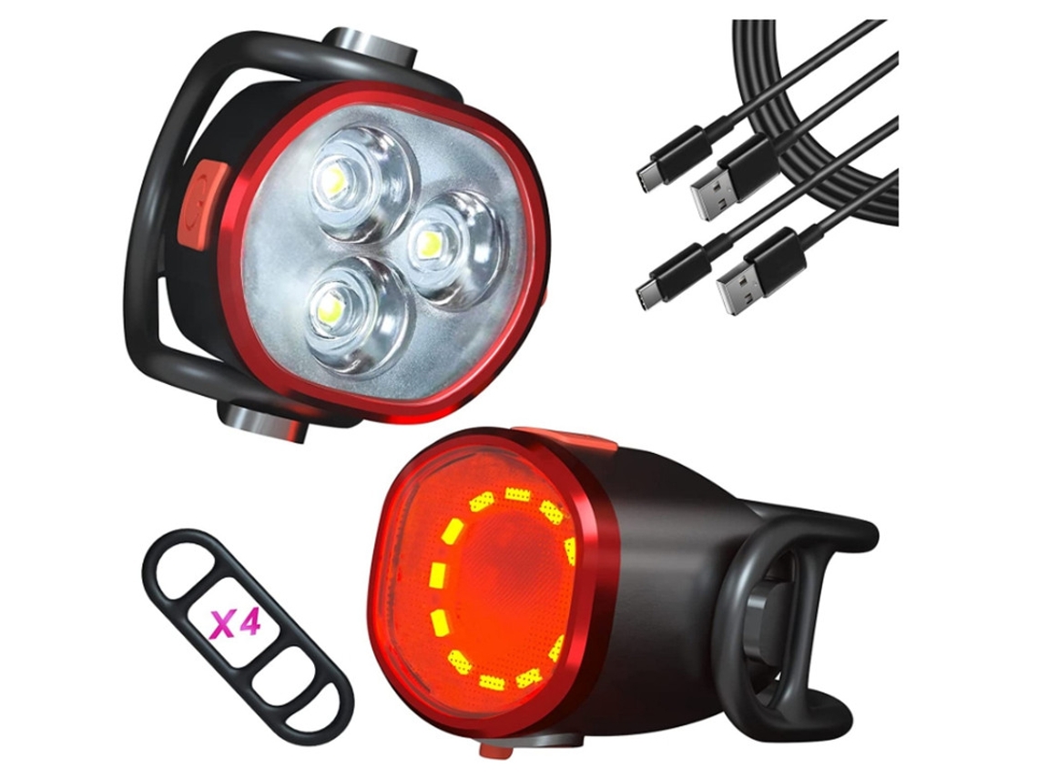 Conjunto Luz Bicicleta 3modos Ipx8 Negra Yizhood