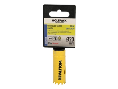 Corona Sierra Bimetal Ø 20 mm Templado Termico. Base Reforzada. Corona Madera. Broca Agujeros Madera. Acero. Hierro. Plasticos WOLFPACK LINEA PROFE...