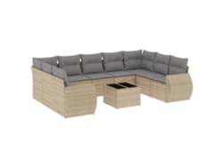 Maison Exclusive - Juego De Sofás Jardín Con Cojines Beige 10 Pzas Ratán Sintético