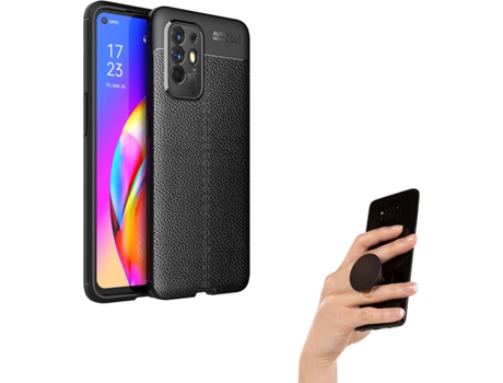 Carcasa y Popsocket Oppo A94 5G PHONESHIELD Rugged Leather Negro