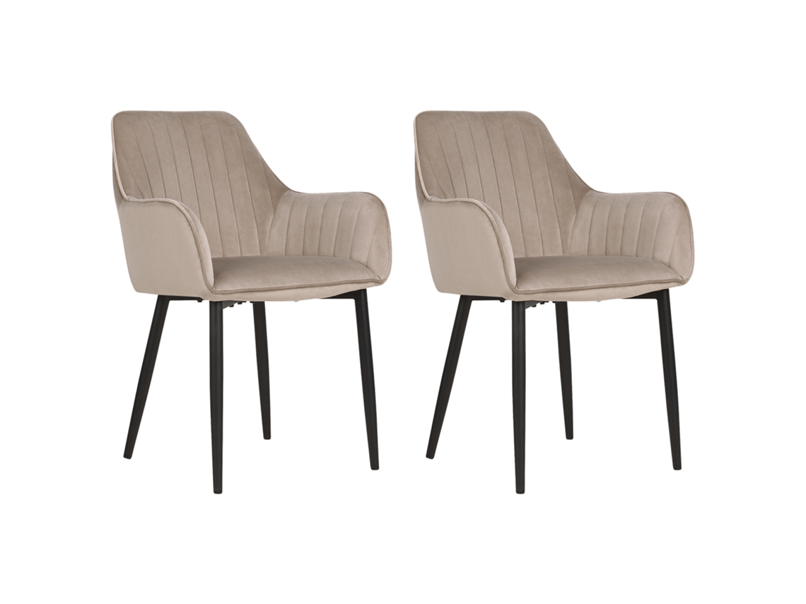 Juego de sillas de diseño BELIANI Wellston de Terciopelo Beige 60x61x84