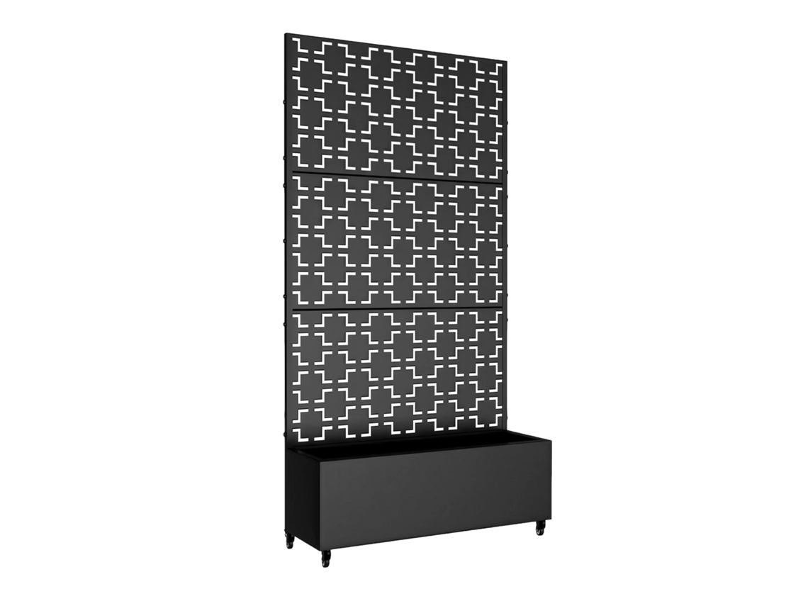Divisória Aaskis com Floreira em Aço 190x82 Cm Preto CASA.PRO