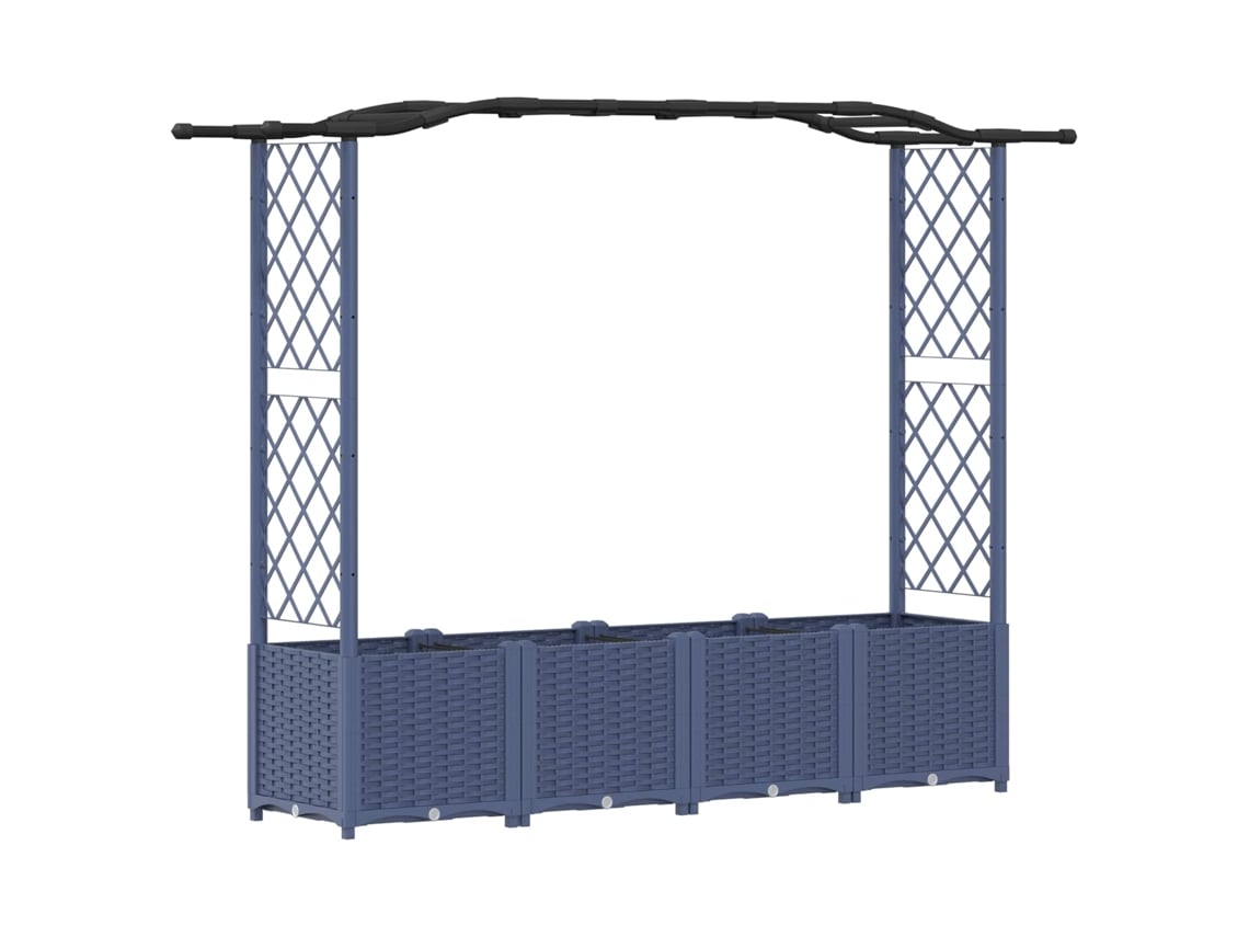 Cama elevada Vidaxl con enrejado y techo gris 204 x 40 x 141 cm