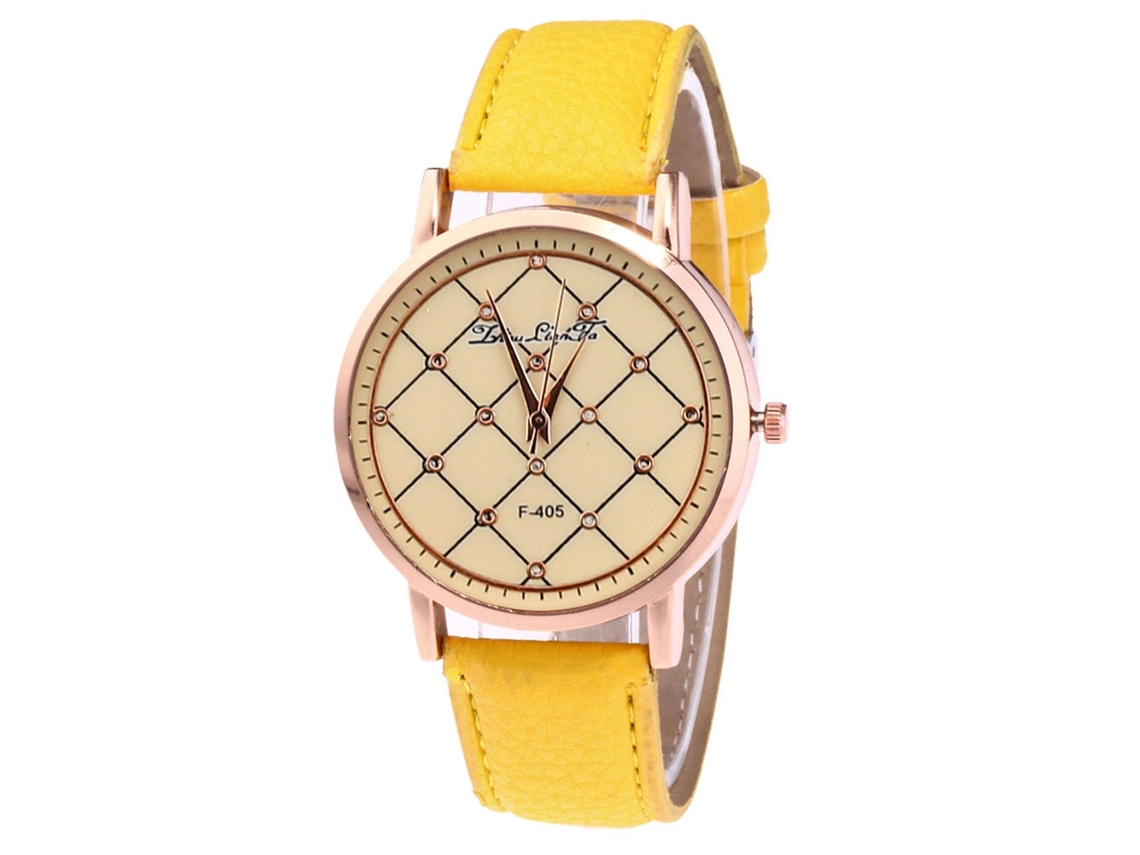 Reloj De Cuarzo Unisex Con Correa De Cuero Pu Zhoulianfa Dial Casual Amarillo