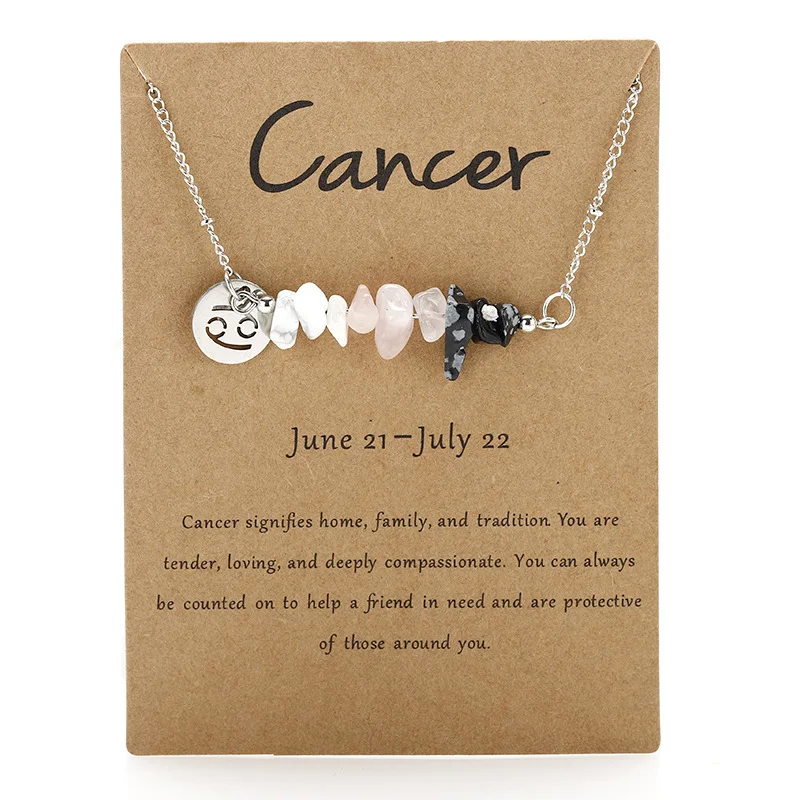 Collar Con Colgante Del Signo Zodiacal Cáncer, Collar Con Cuentas De Piedra Natural