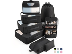 Bolsa De Viaje De 8 Piezas, Accesorios De Almacenamiento De Viaje Con Neceser Colgante Y Bolsa Para Zapatos (negro) Cuich