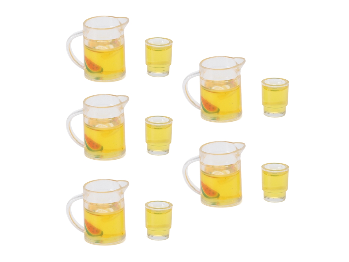 Rebe-5set Tazas De Casa De Muñecas Estilo Cute Material Resina Botellas De Bebida Miniaturas Diy Para Ornamentos De Paisaje Micro Escala 1/12 1/6