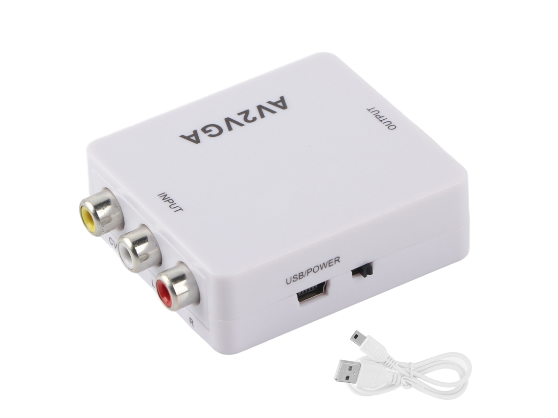 Convertidor De Vídeo Portátil Av A Vga Hd 1920x1080 Plug And Play Con Cable Usb