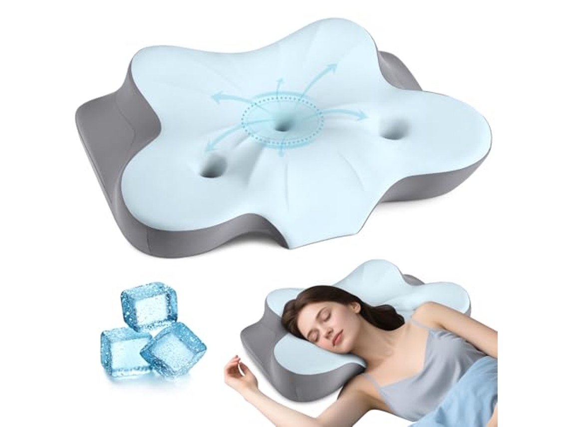 Almohada Cervical Ergonómica De Espuma Viscoelástica Con Zona De Alivio Para Las Orejas