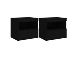 Maison Exclusive - Mesitas De Noche Con Luces Led 2 Unidades Negro 50x40x45 Cm