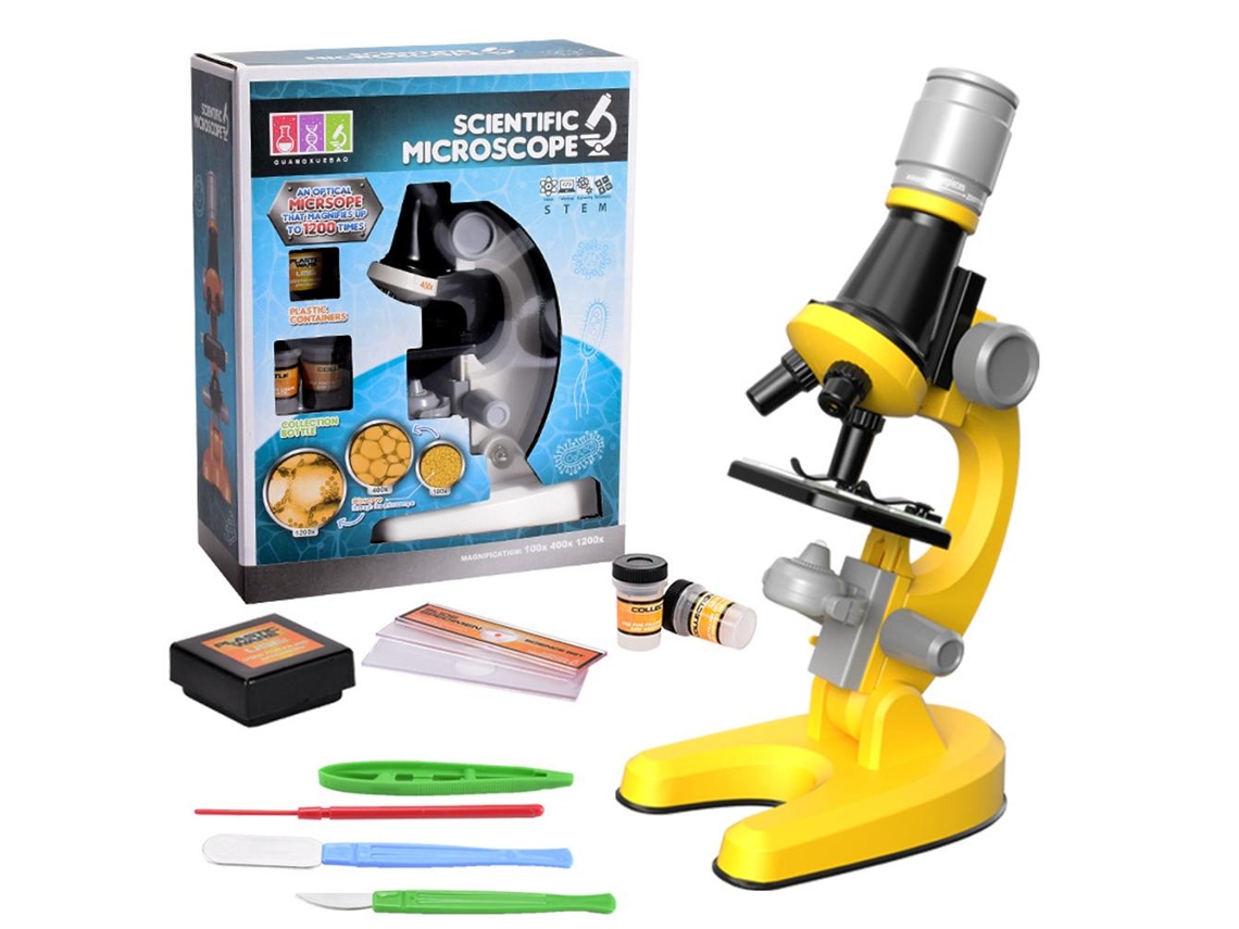 Ats-kit De Microscopio Para Niños 100x 400x 1200x, Microscopio Estudiantil Para Principiantes, Juguete Educatsivo Ciencia Para Niños