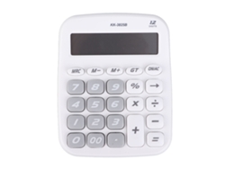 Calculadora de escritorio con botones grandes, funciona con pilas, color blanco, ideal para el hogar, la escuela y la oficina. Luz dorada.