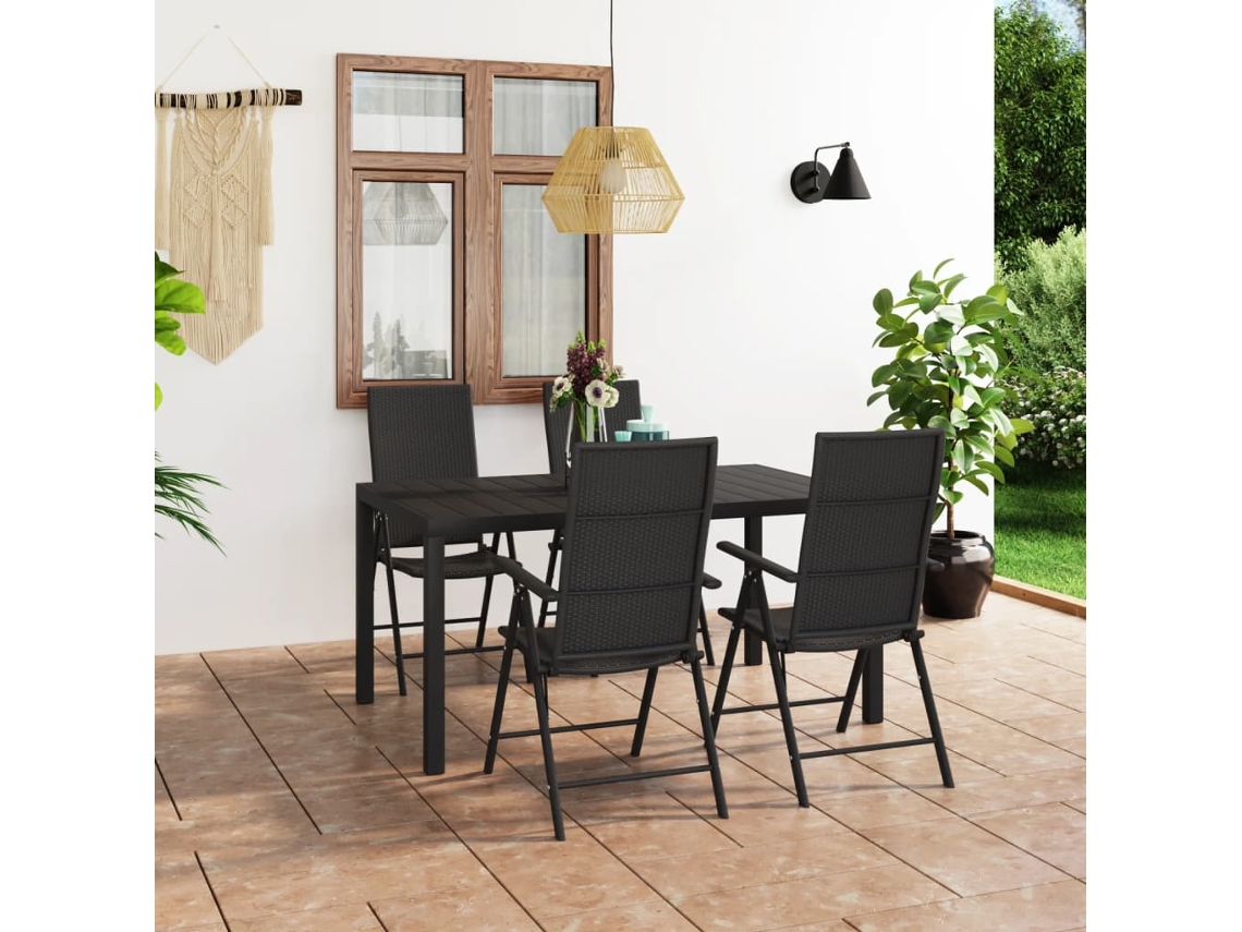 Juego de comedor de jardín negro de 2 piezas Dkd Home Decor