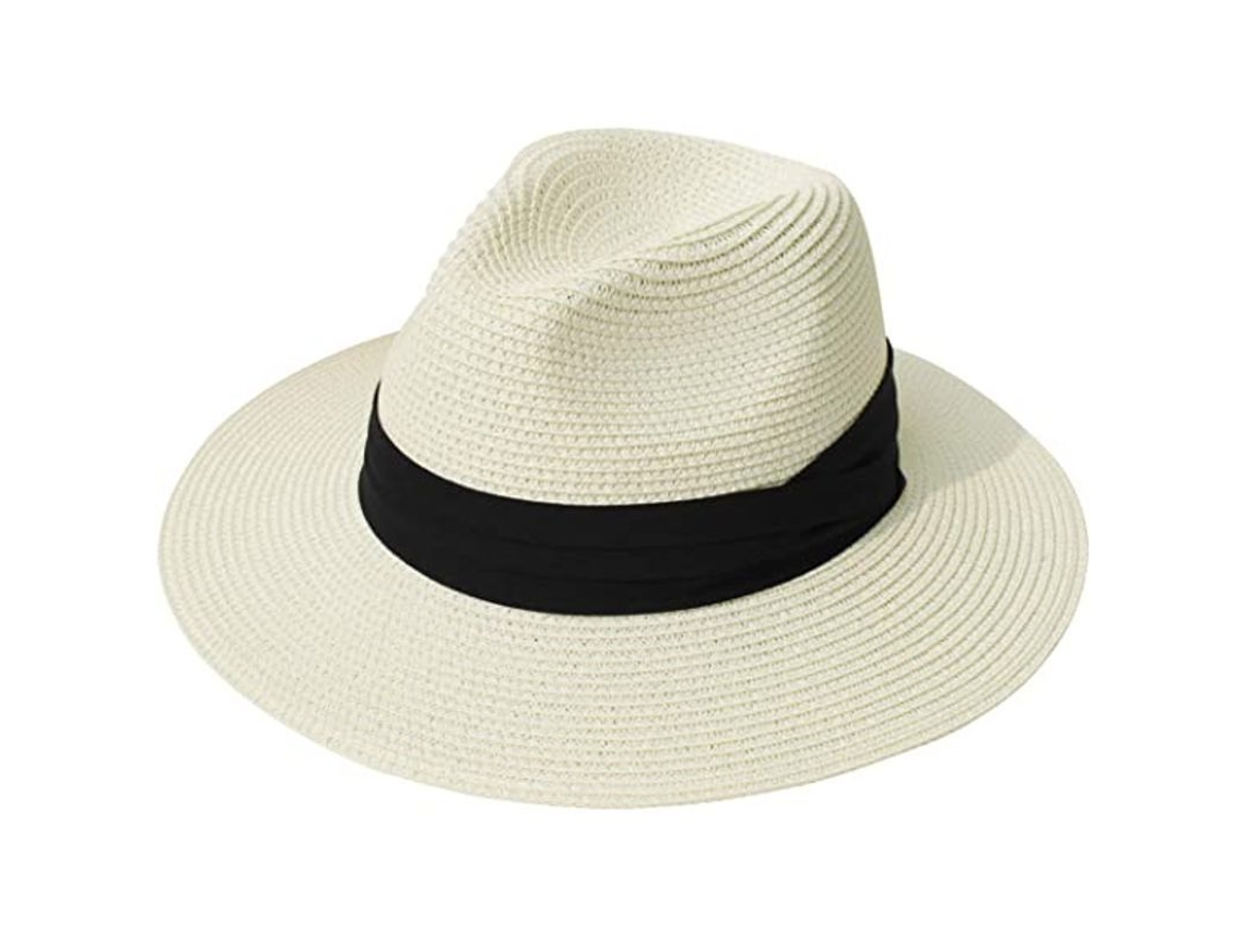 Sombrero De Paja Panamá De Ala Ancha Para Mujer, Plegable Con Hebilla, Ideal Para La Playa En Verano.