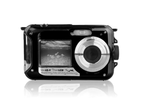 Cámara Digital SLOWMOOSE Impermeable de 48 Mp Grabadora de Vídeo de Pantalla Doble (Negro)