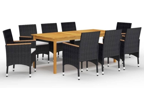 Conjunto 9 de comedor de jardín de VIDAXL negro