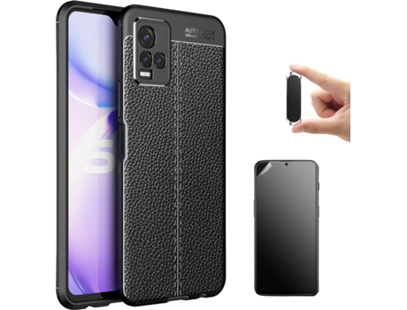 Funda + Protector de Pantalla + Soporte Magnético Vivo Y21 Rugged Leather Negro