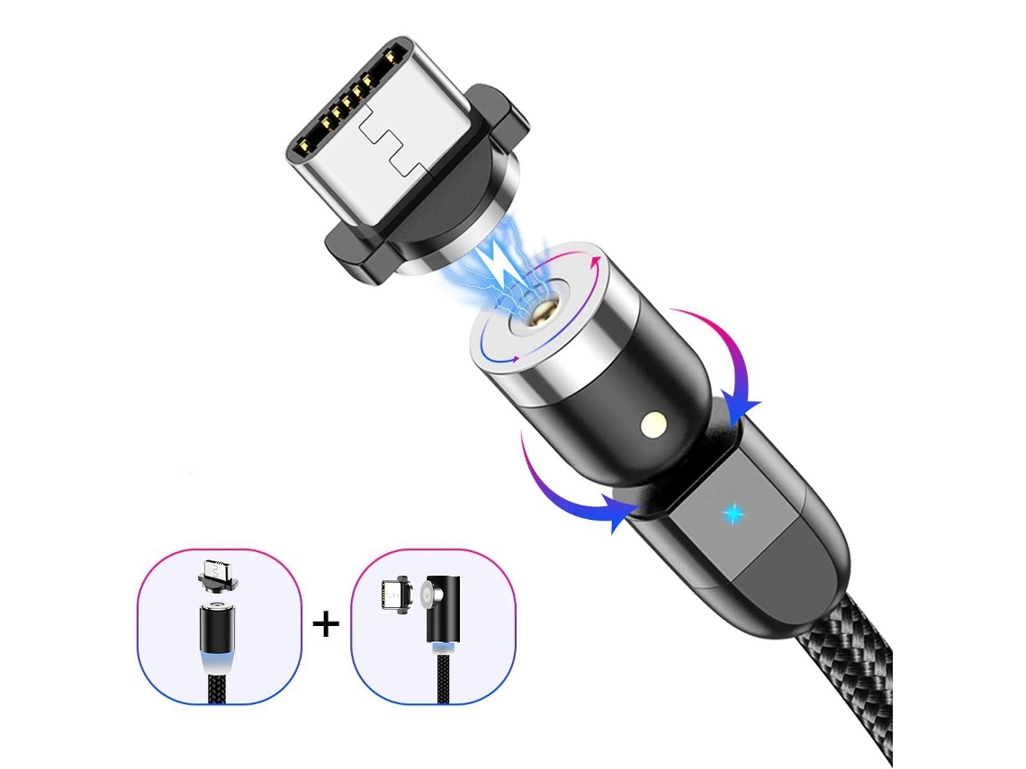 Cable Magnético De 2 Metros, Rotación Completa De 540º, Tipo C – Tipo C*