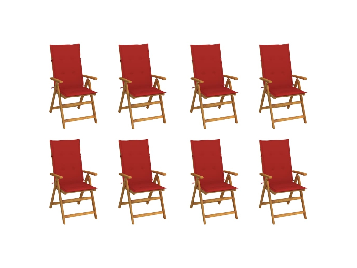 Sillas de jardín plegables DKD Home Decor de 8 piezas con cojines, madera maciza de acacia